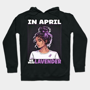 In April We Wear Lavender Messy Bun Stress Awareness Hoodie